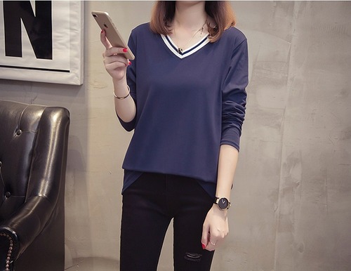 【大きいサイズXL-4XL】【秋冬新作】ファッショントップス♪ブルー/ホワイト2色展開◆#sctmsm-202867