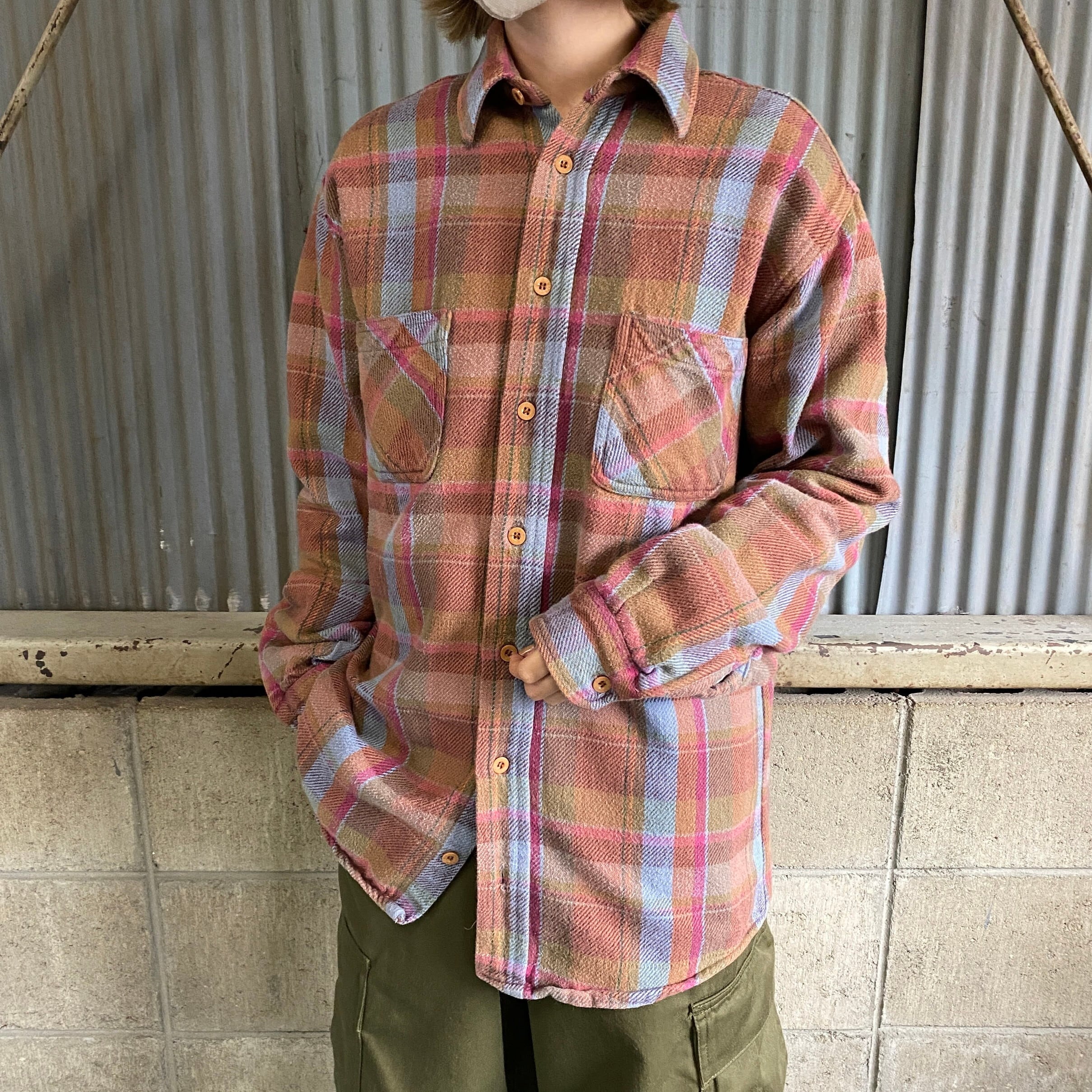 80年代 BIG MAC チェック柄 長袖 フランネルシャツ メンズM TALL 古着  
