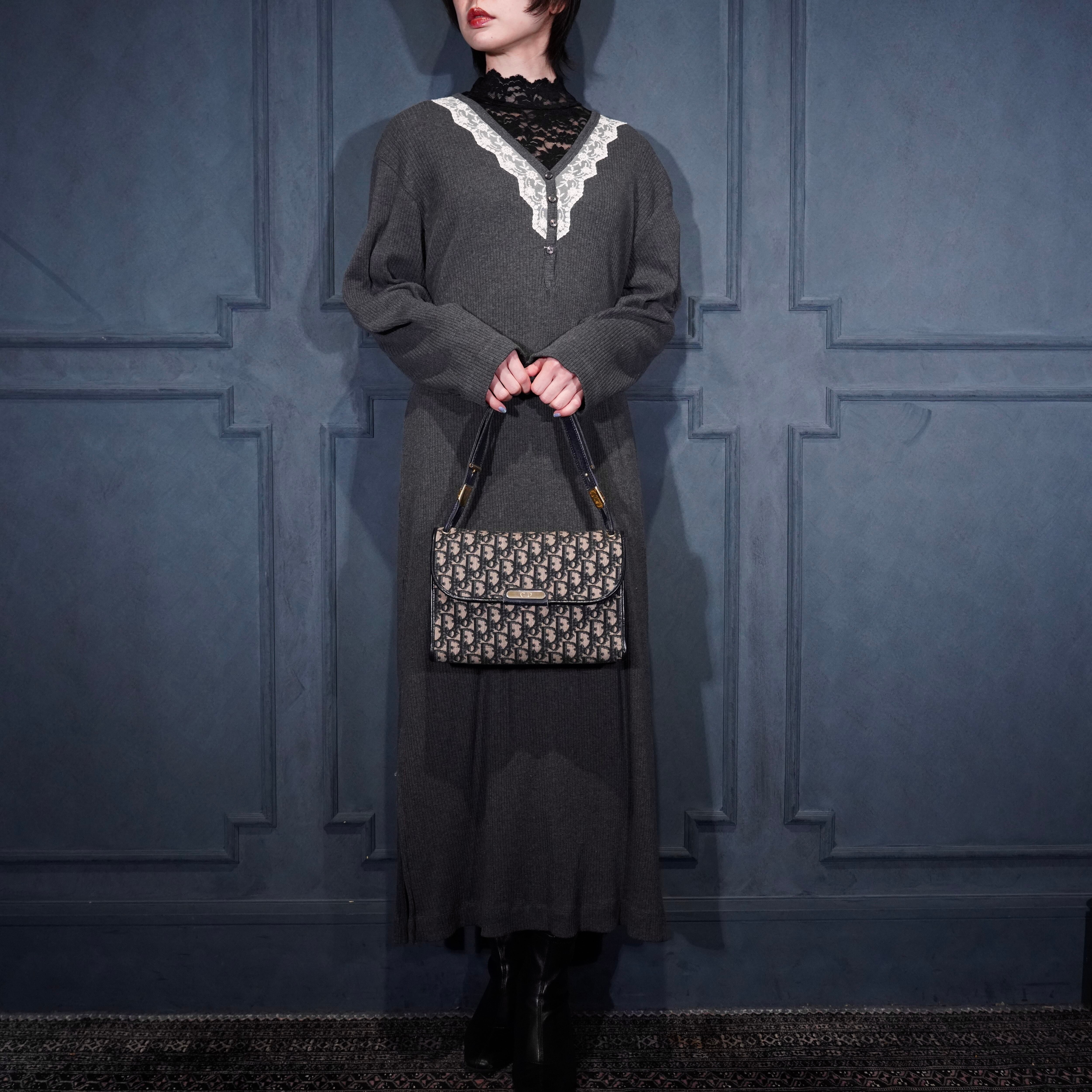 美品 Dior トロッター ニット　trotter knit Size XS Christian Dior TROTTER LOGO DESIGN SEMI SHOULDER BAG/クリスチャン