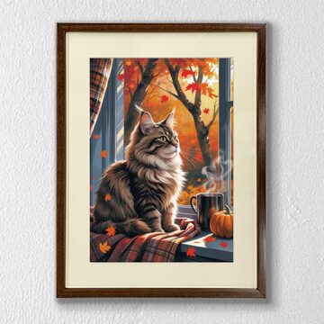 見つめる猫（額縁付） | Pay ID [XLOYP] アートパネル 風水 デザイン01