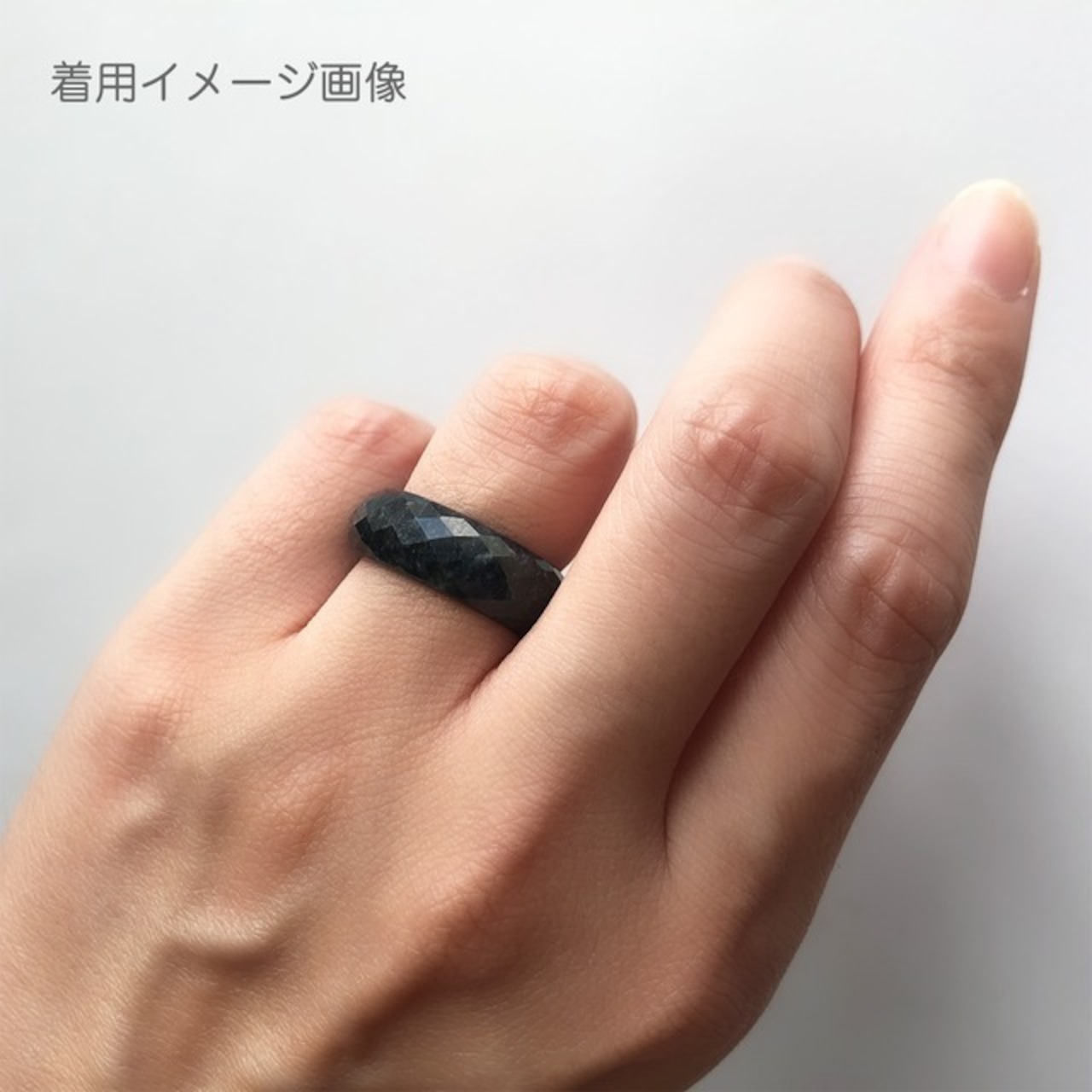 【10号】ブラックのキラメキがカッコいい！黒翡翠甲丸リング black facetcut ring A貨翡翠 jd_rg1079