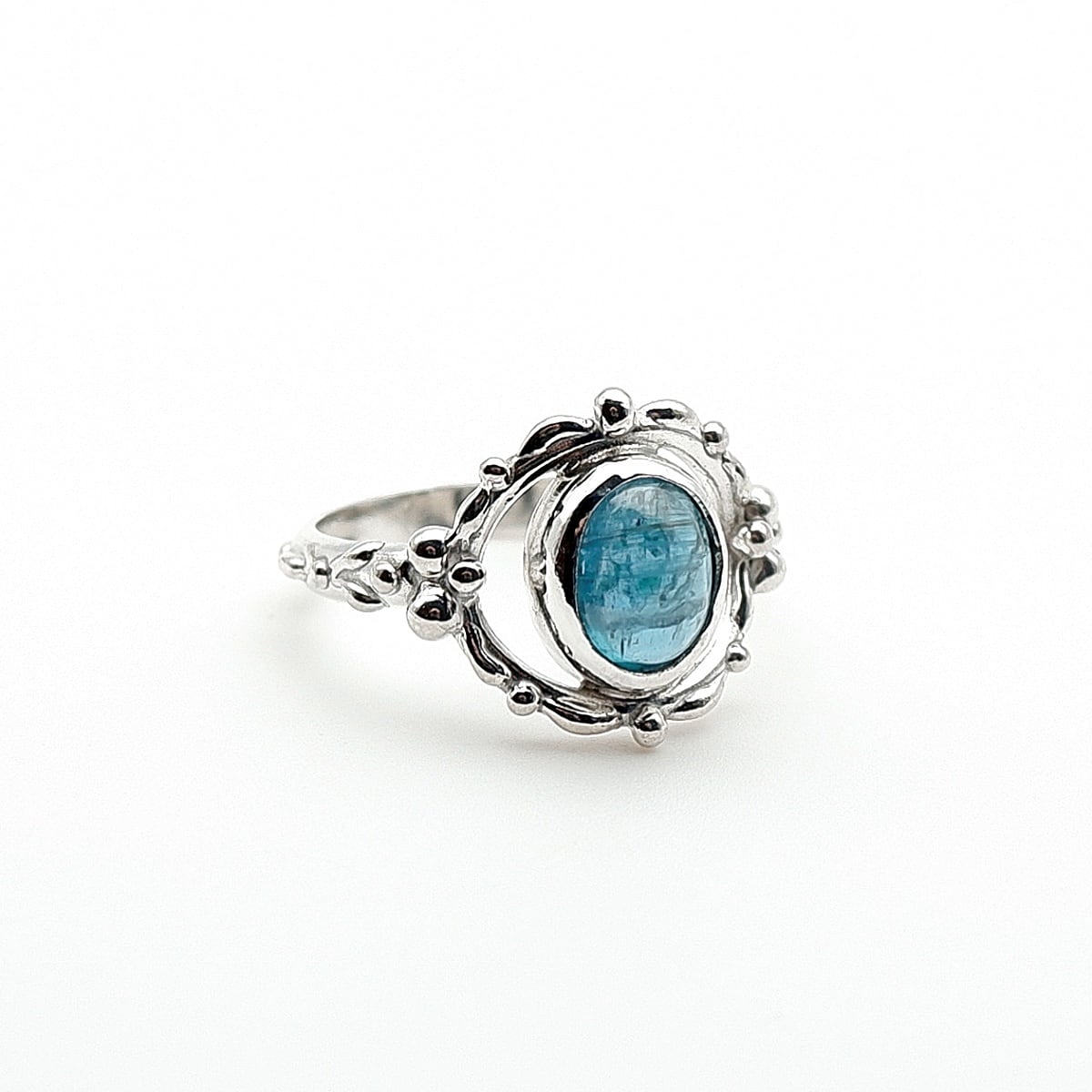 シーグリーンカイヤナイトのデザインリング 12.5号 ～深き森の泉