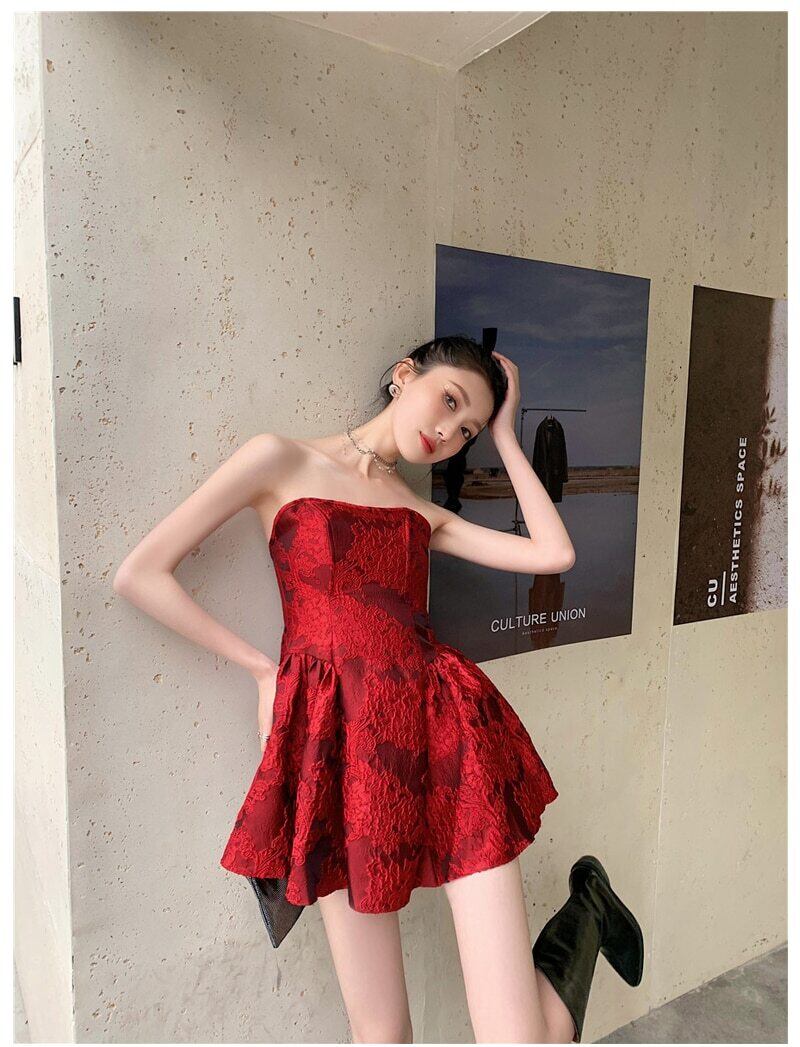 新品☆BEAUTY MARK 可愛らしい女性らしい赤と白のドレス♪♪♪-FC 