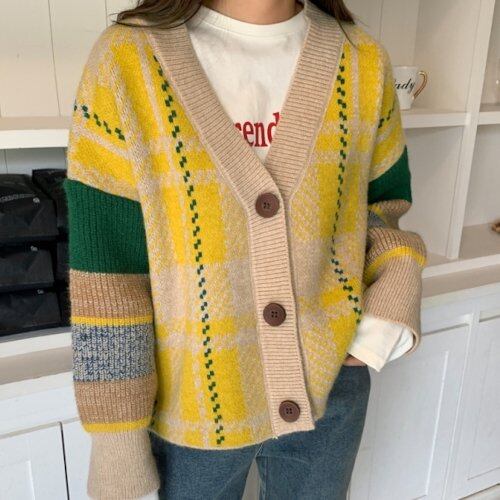 WHITELAND カラフル チェック柄 ニットカーディガン WHITELAND（ホワイトランド）の「WHITELAND/ホワイトランド/チェック