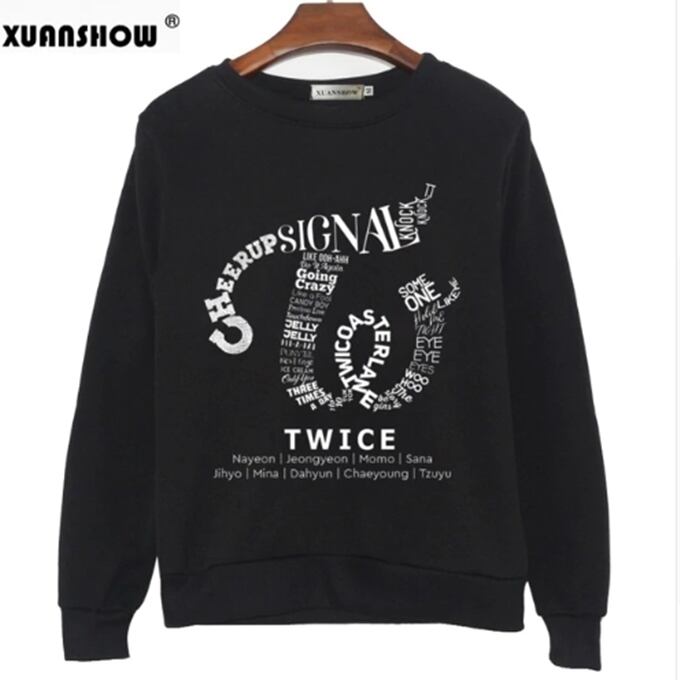 Twice Kpopトレーナーヒップホップアルバムシャツカジュアル文字プリントパーカー衣装プルオーバープリント長袖トップス Orosiya