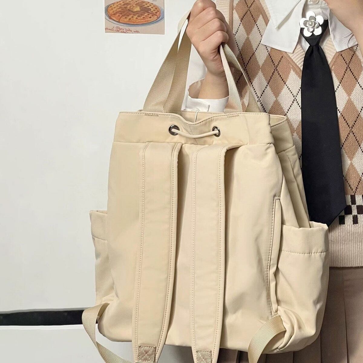 ナイロンバッグ 2way リュック トート 大容量 バッグ レディース 韓国 おしゃれ 大人 カジュアル 巾着トート かわいい 通勤 通学 軽量 A4 大人可愛い 大人女子