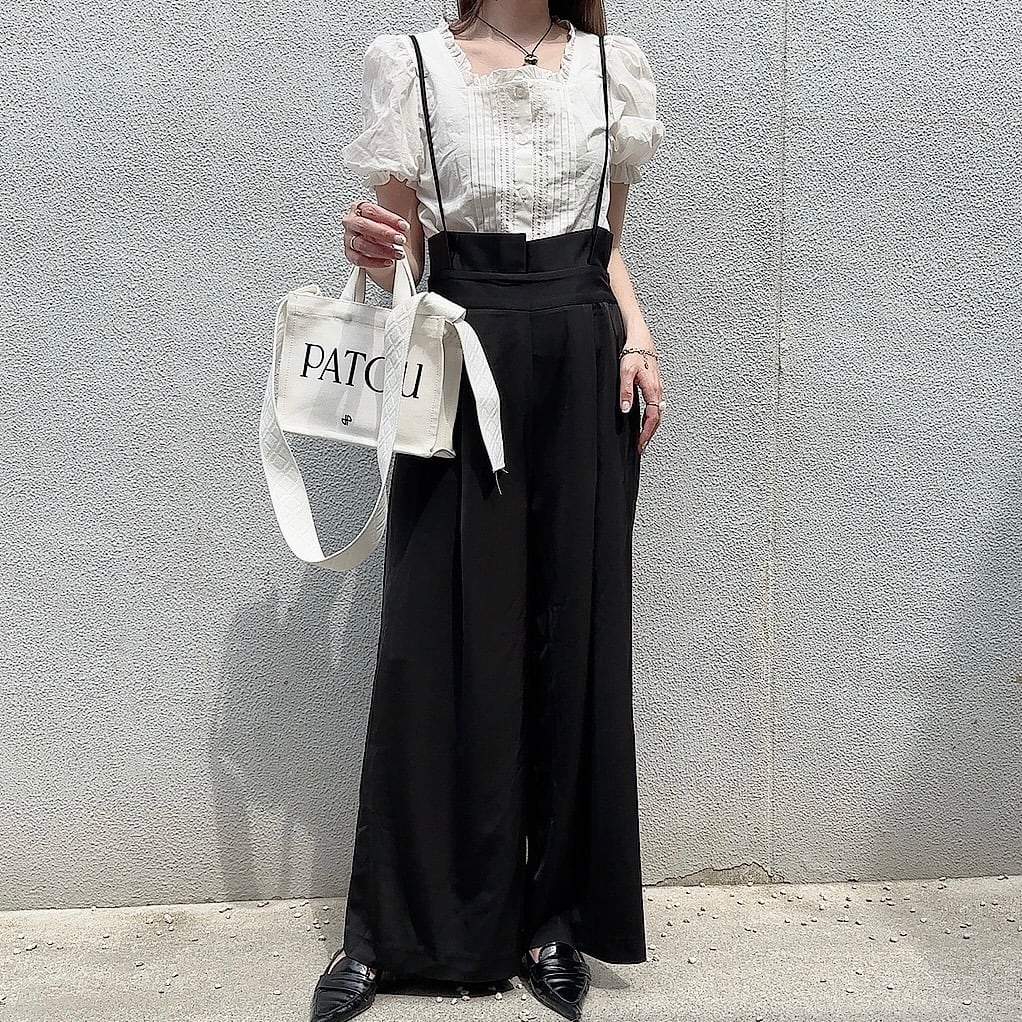 Satin salopette / black (6月中旬頃発送予定) | moripon.