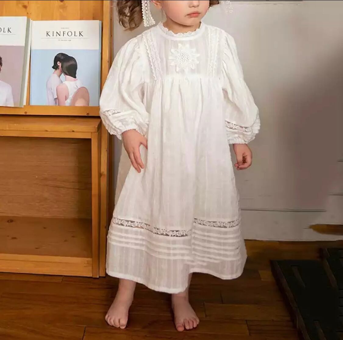 コットンナチュラルワンピース》》》》》ドレス　海外子供服　プチプラ　キッズフォト　撮影　ドレス　