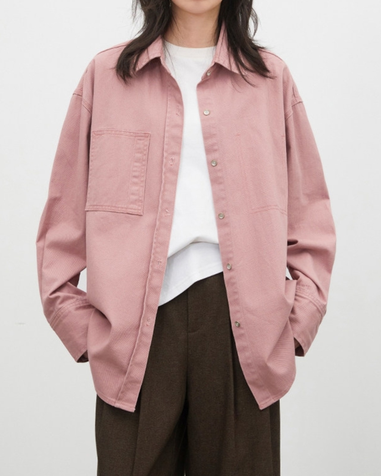 Patch pocket long sleeve shirt L0143