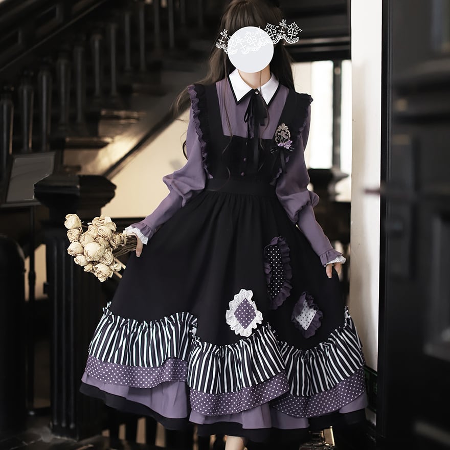 クラロリ ワンピース 魔女学院 長袖 ピンタック×フリル｜WithU
