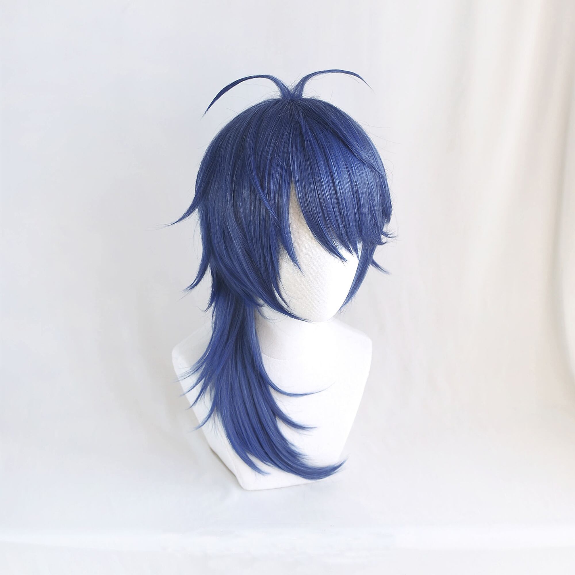 コスプレ耐熱ウィッグ ネイビーブルー セミロング キャラクター