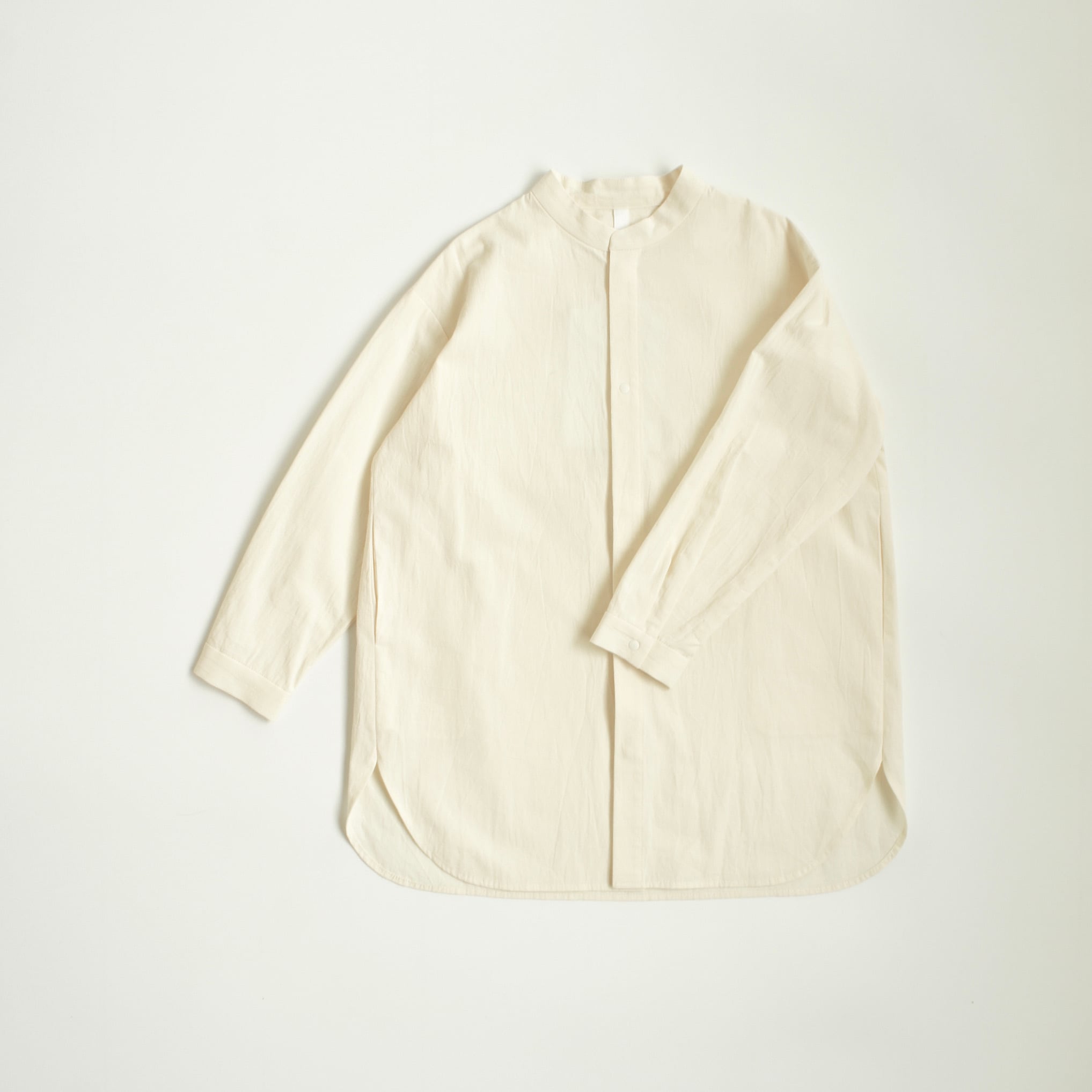 〈 MOUN TEN. 25AW 〉 dry washer long shirt(organic cotton) "ロングシャツ" / ecru