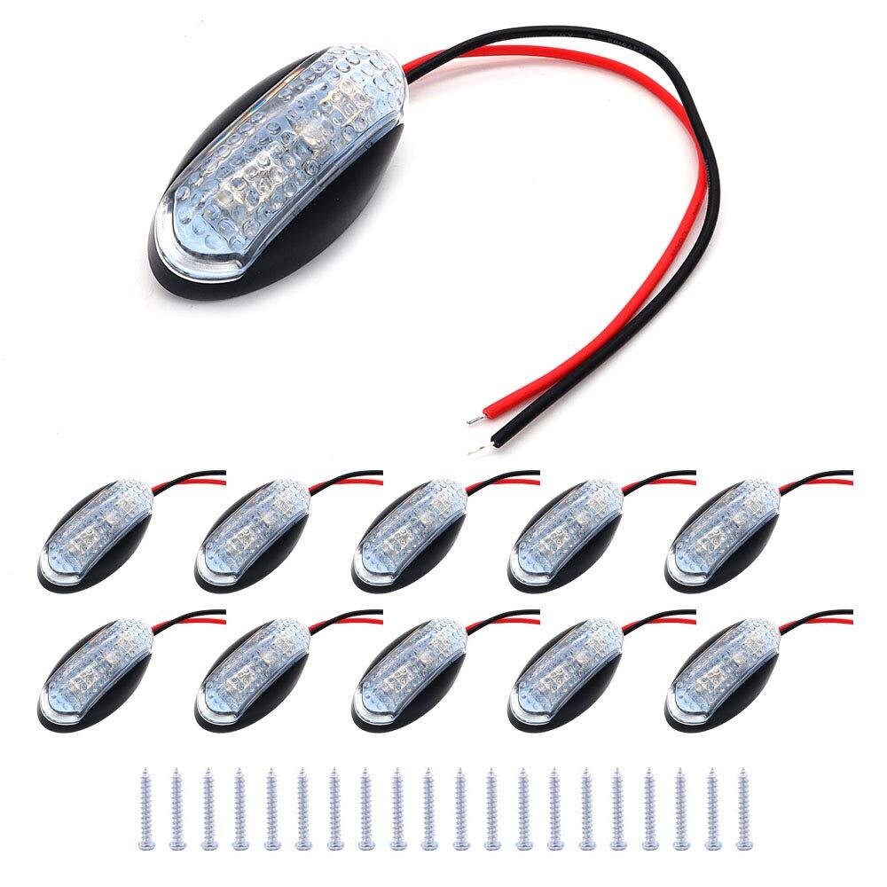 10個のNUZAMASサイドマーカーLEDライト、12V / 24V、IP68防水、4X LED、位置インジケーター、フロントリアLEDライト-RED、トラック、ボート、トレーラー、バン、キャラバン、RV、車、バス用スーツのセット
