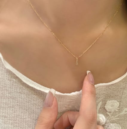 ネックレス レディース 18金仕上げ シルバー925 バーモチーフ ジルコニア 華奢 シンプル 金属アレルギー プレゼント ギフト
