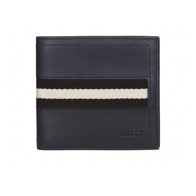 バリー BALLY メンズ ウェビング ショート フォールディング二つ折れ財布 6187219 TOLLENT517 NEW-BLUE