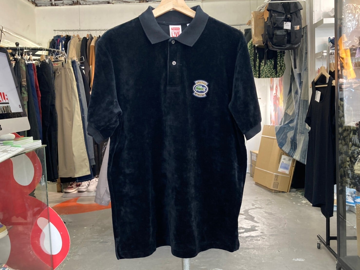 supreme LACOSTE velour polo