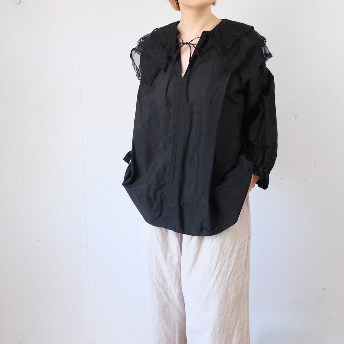 TOWAVASE(トワヴァーズ）Leavers blouse シルクコットン 3重衿ブラウス