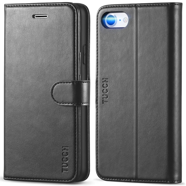 TUCCH iPhone SE 第2/3世代 対応 ケース 手帳型 iPhone se2/se3/7/8用手帳型ケース 4.7インチ ブラック