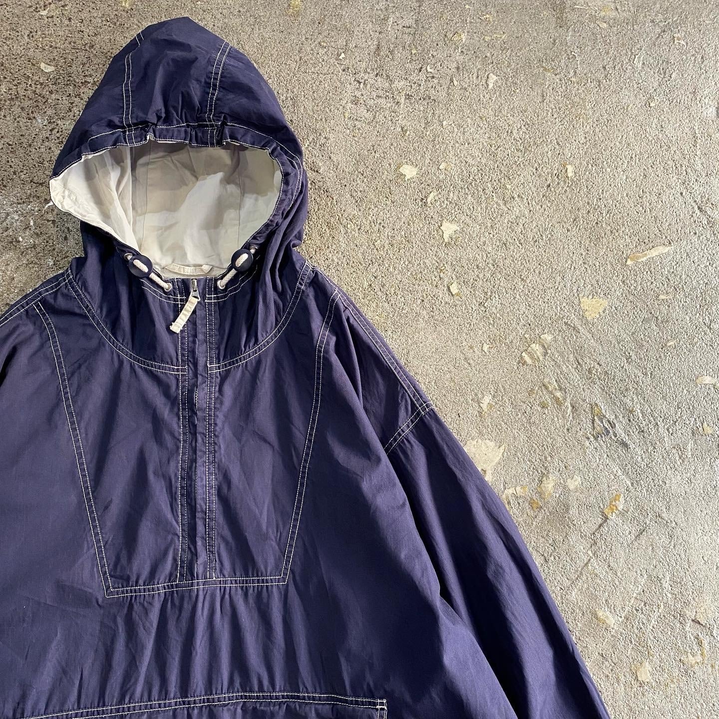 90s【OLD】white stitch anorak jacket L