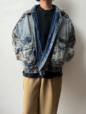 【unisex】bleach denim jacket blouson vintage