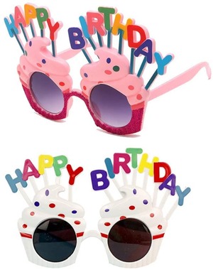 【在庫のみ】ノベルティサングラス 誕生日メガネ 飾り付け パーティーグラス 子供大人のための誕生日パーティーメイクアップパーティーパーティーデコレーション用品 面白い 写真小道具 コスプレ眼鏡 2個セット