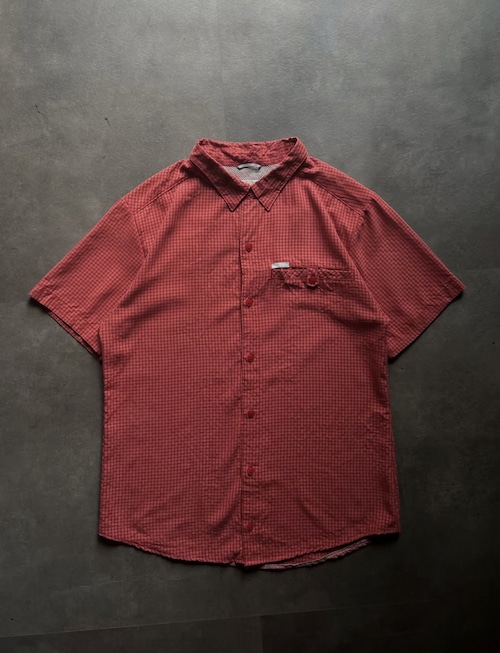 Columbia コロンビア 半袖 チェックシャツ レッド系 アウトドア