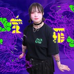 和彫×サイバー 青龍｜Tシャツ-黒