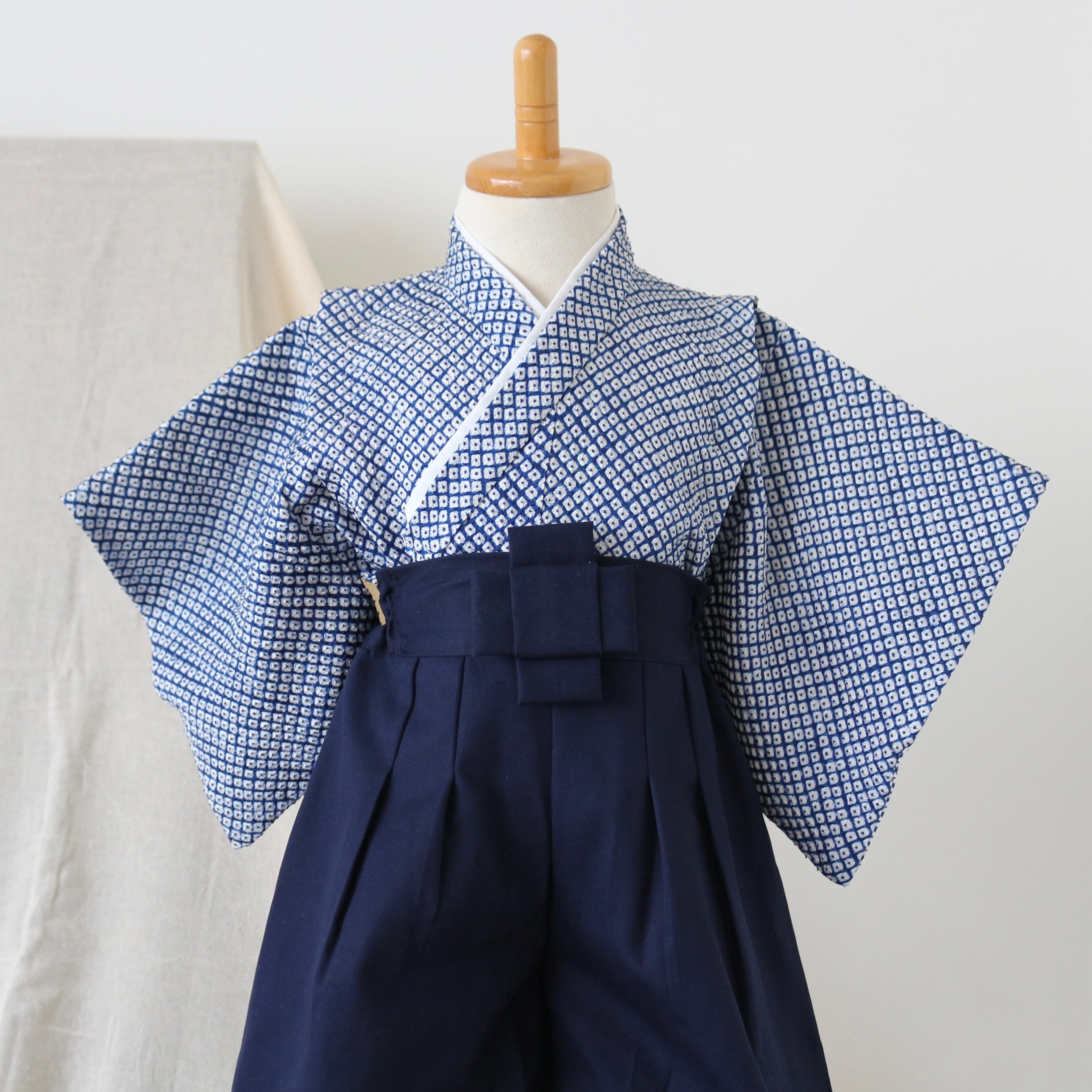 藍色本総絞り着物と袴パンツ | Kaen