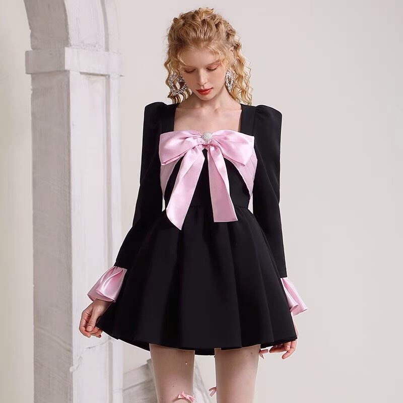 ワンピース 可愛い 姫 お嬢様 エレガント フリル リボン ピンク ドレス