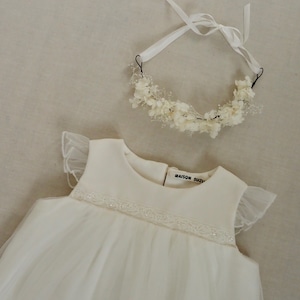 Tulle beads  Kids dress & head accessory（White）80