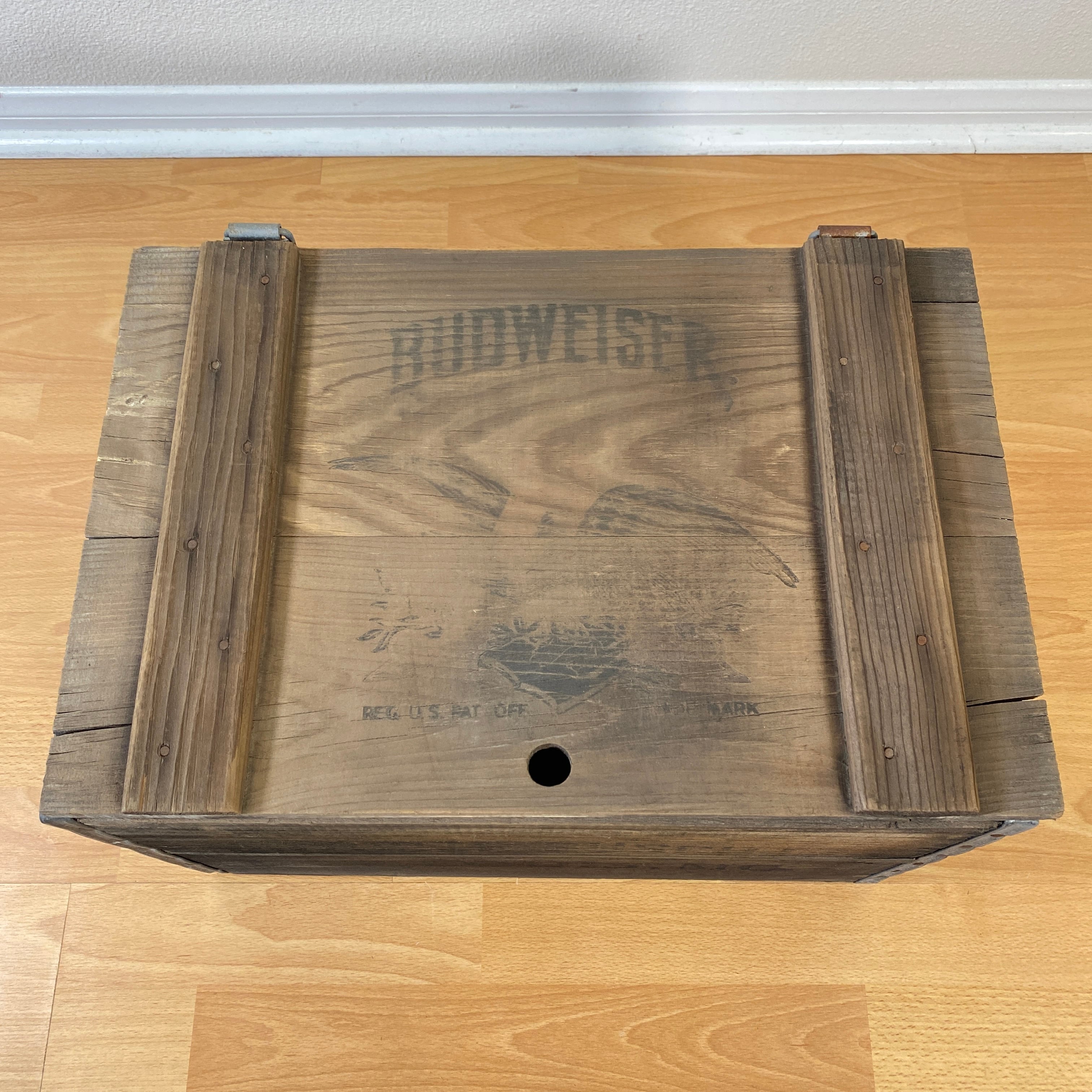 819 ビンテージ 木箱 BUDWEISER バドワイザー ウッドボックス 蓋付き