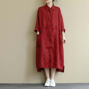 【再入荷】バックロングテール　シャツワンピース N WP114