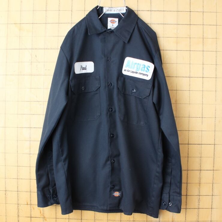 ブルー系 ワッペン 2XL ディッキーズ メンズ USA古着 半袖 ワーク 