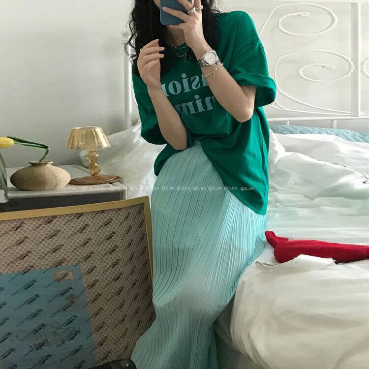 スタイルトップス サマーグリーンTシャツ 夏物 モンロー33121885792