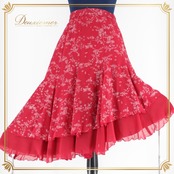 社交ダンス 衣装 スタンダード スカート レッスンウェア レディース オールシーズン U:NA ユーナ 赤 レッド系 花柄 派手 華やか 目立つ 素材 ポリエステル シンプル スタイリッシュ フェミニン コーディネート 踊りやすい イベント おしゃれ カジュアル フェスティバル ダンスレッスン サイズM 女性用 春夏秋冬 休日用 プレゼント