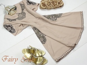 ★送料無料★シルク70％☆Ｌ☆エレガント刺繍ワンピ－ス(OPN7505) 