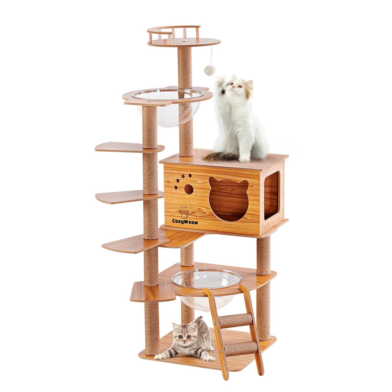 特価セール】CozyMeow キャットタワー ハンモック 木製 スリムデザイン 