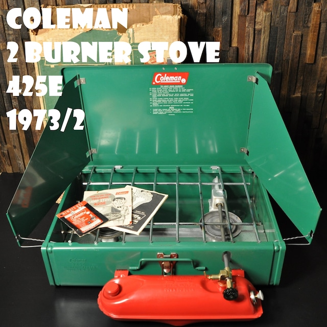 コールマン 425E ツーバーナー 赤タンク コンパクト 1973年2月製造 ビンテージ ストーブ 70年代 2バーナー COLEMAN 純正箱付き 使用回数少ない美品