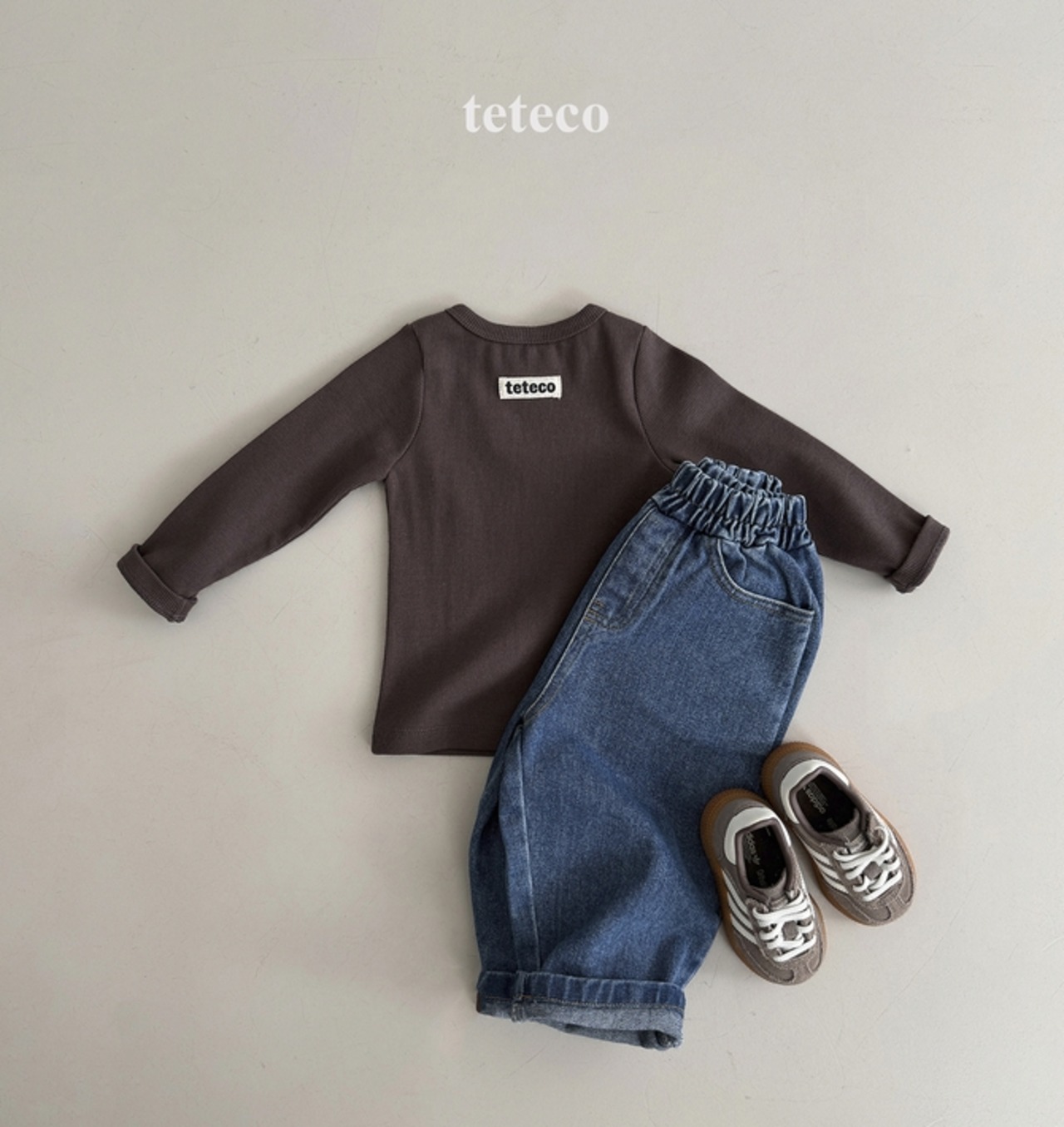 【取寄】teteco リブラベルTシャツ｜秋服｜韓国子供服｜ 26/AT