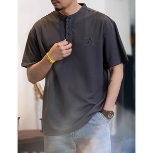 エンブレムデザイン バンドカラーシャツ 10166