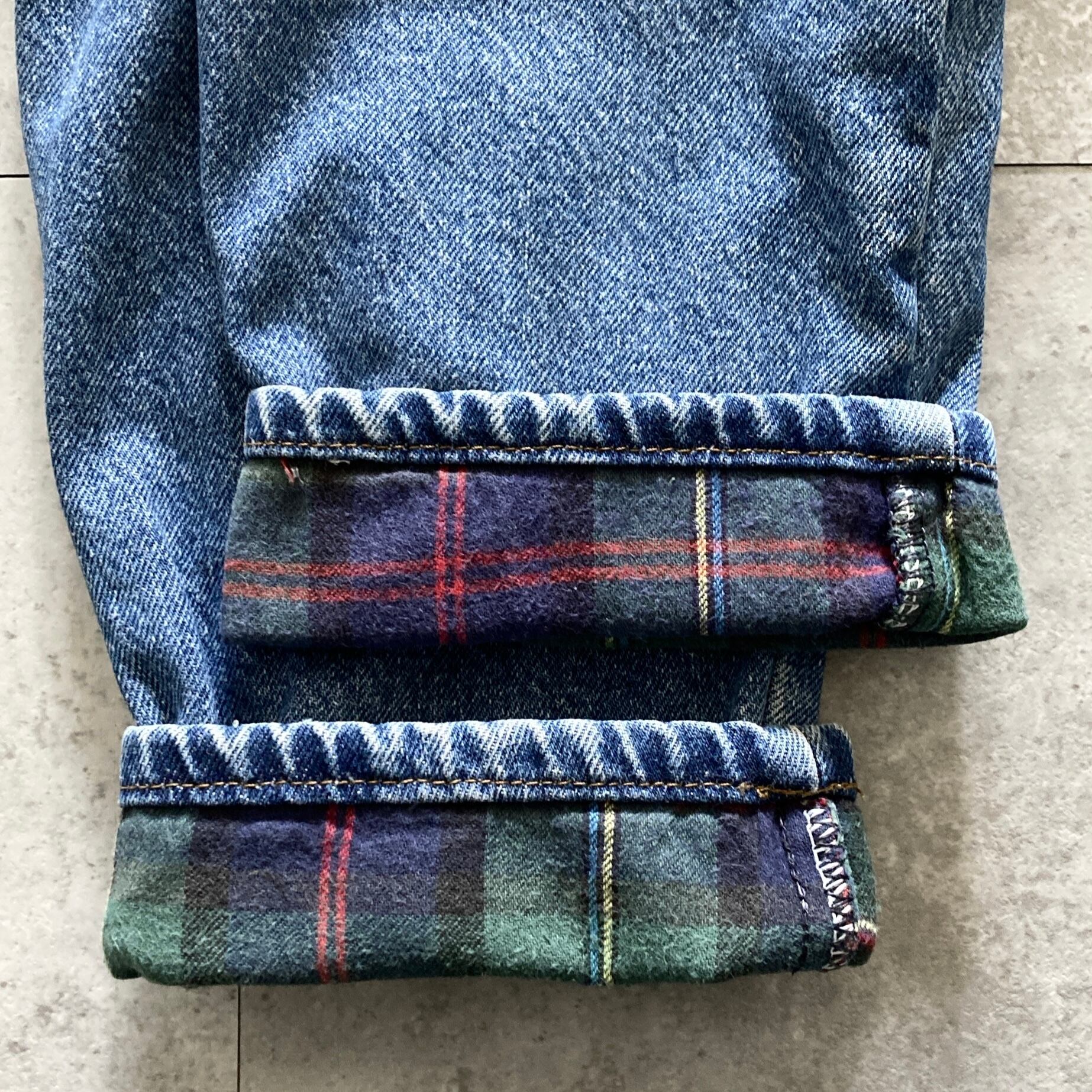 メンズ 90s USA製 LLBean エルエルビーン デニムパンツ 裏地フランネル