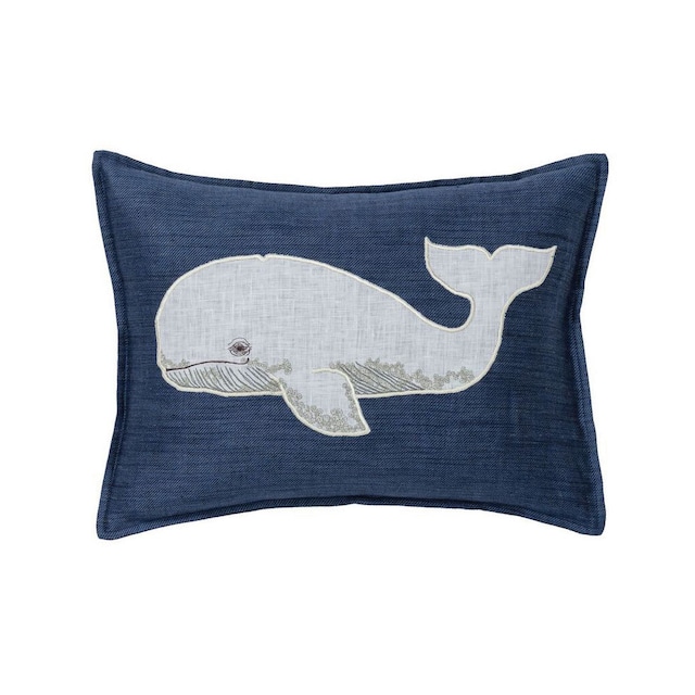 CORAL&TUSK [Whale Appliqué Pillow] 鯨のアップリケ刺繍クッション カバー 30x40cm(コーラル・アンド・タスク)
