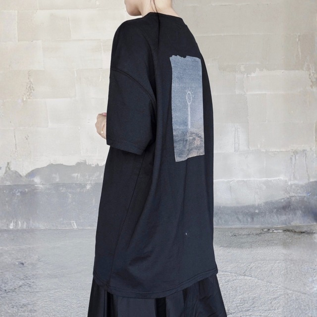 Asymmetric button draped t-shirt C1588