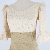 フラダンス 衣装 ワンピース ドレス マーメイドライン エムエムジェイ ゴールド系 MermaidLine MMJ 日本製 ベロア 長袖 異素材 上品 高級感 光沢 豪華 きれい かわいい ハワイアン アロハ ハワイアンプリント フラ ダンス レッスン 練習