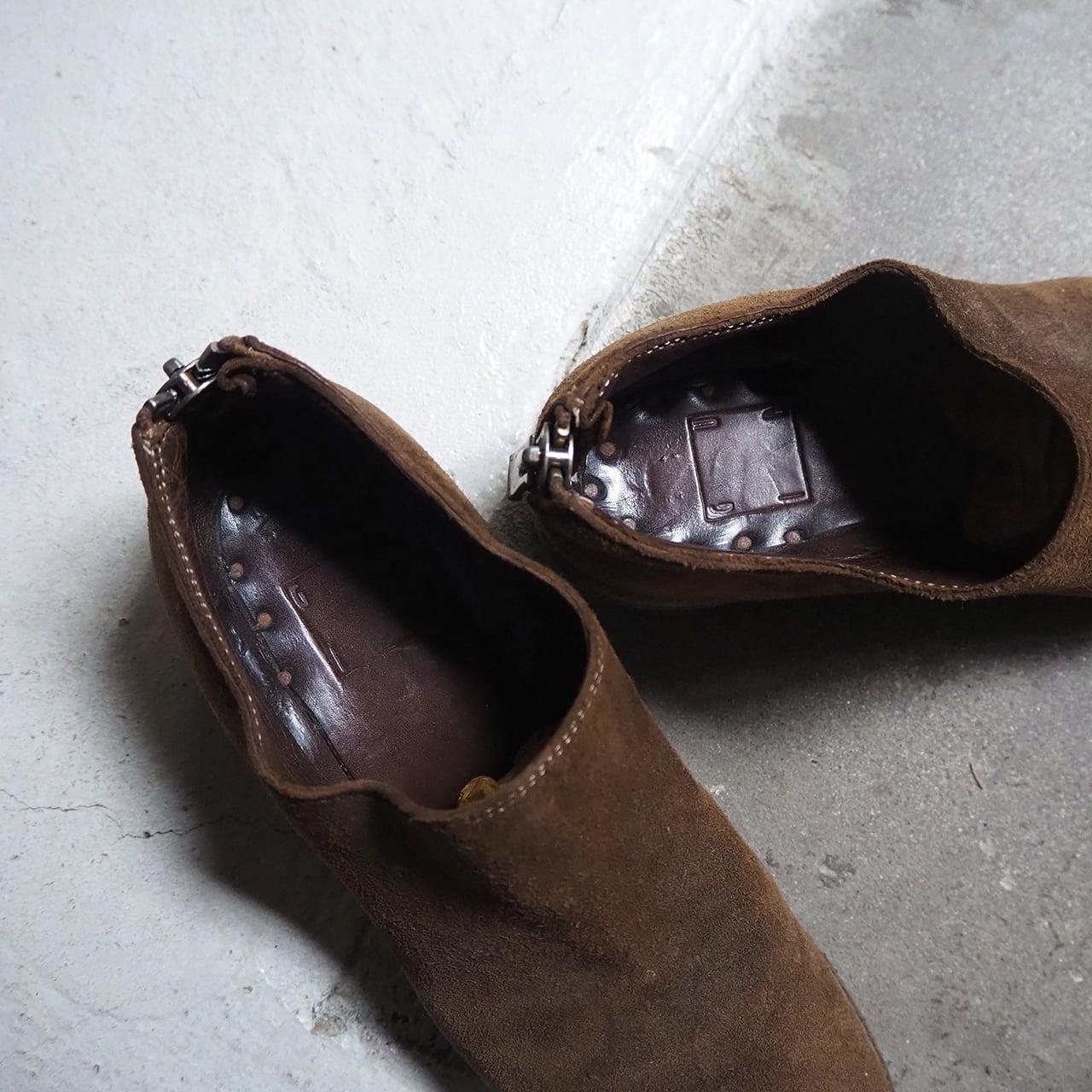 GUIDI バックジップショートブーツ ブラウン レディースサイズ 38