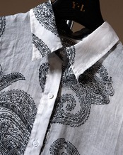 カラーラペルリネン透け感シャツ