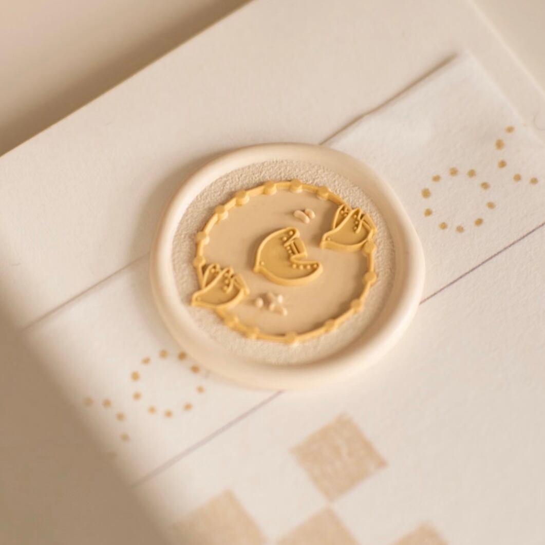 おつきさまと小鳥たち/  Moon & Chirps 25mm・シーリングスタンプ