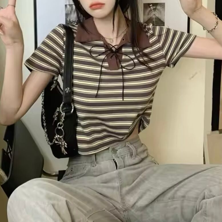 リボンボーダーポロシャツ