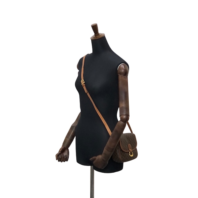 CELINE セリーヌ マカダム ショルダーバッグ ブラウン ホースシュー PVCレザー vintage ヴィンテージ オールド xmsrzd