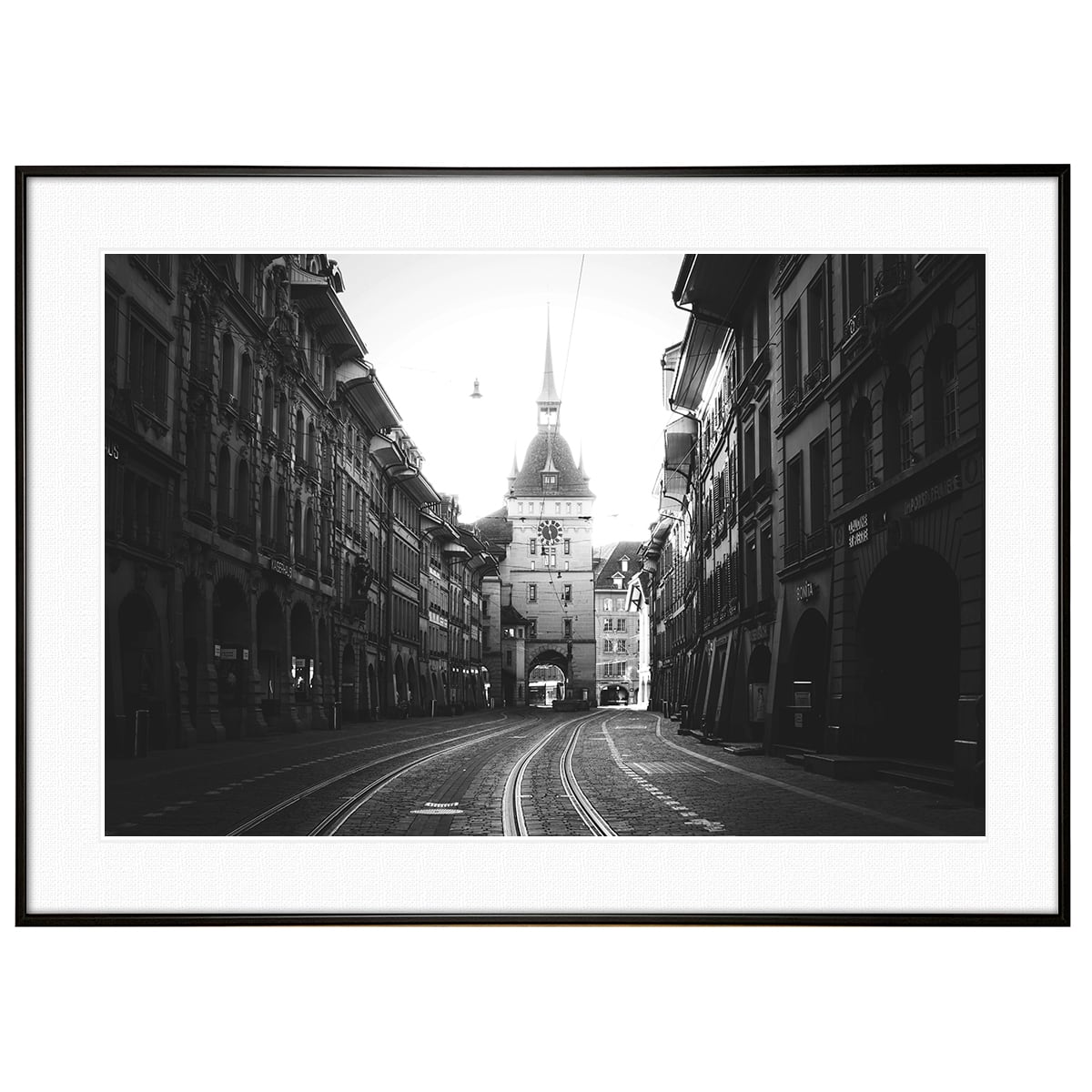 スイス写真 ベルンの街並み インテリアモノクロアートポスター額装 AS3010
